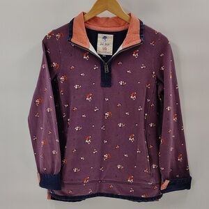 Fat Face Airlie Sweatshirt Sz 4 Pullover Quarter Zip Purple Long Sleeve Cotton